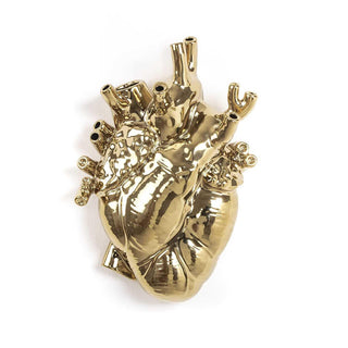 Seletti Love In Bloom gold heart vase in porcelain Buy now on Shopdecor